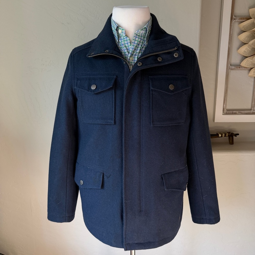 Ben Sherman Jacket‎ Men's Navy Blue Wool Blend Winter Coat Size M